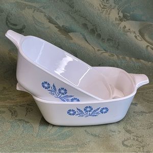 Corning Ware pair of petite pans 1 3/4 cup. Vintage Cornflower pattern.